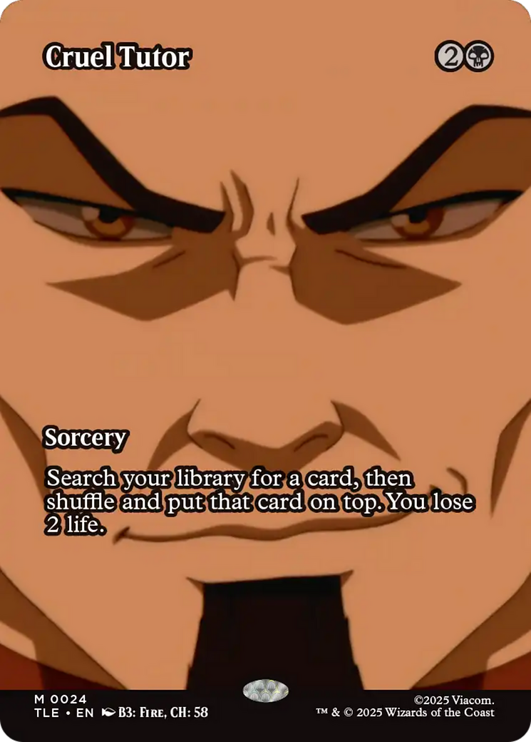 Cruel Tutor (Borderless) [Avatar: The Last Airbender: Eternal-Legal] | Cards and Coasters CA