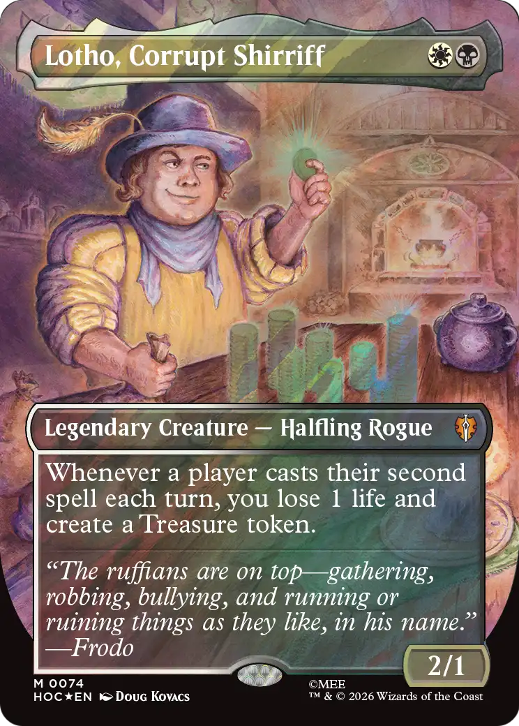 Lotho, Corrupt Shirriff (Borderless) (Surge Foil) [The Hobbit: Eternal-Legal] | Cards and Coasters CA