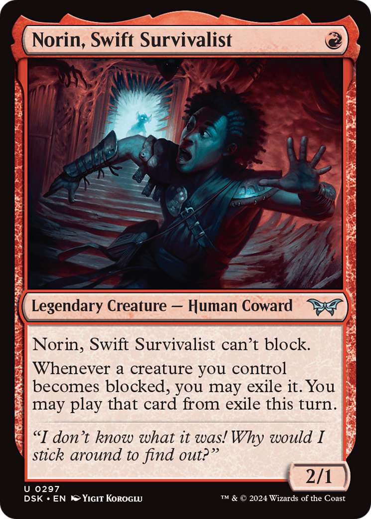 Norin, Swift Survivalist (0297) [Duskmourn: House of Horror] | Cards and Coasters CA