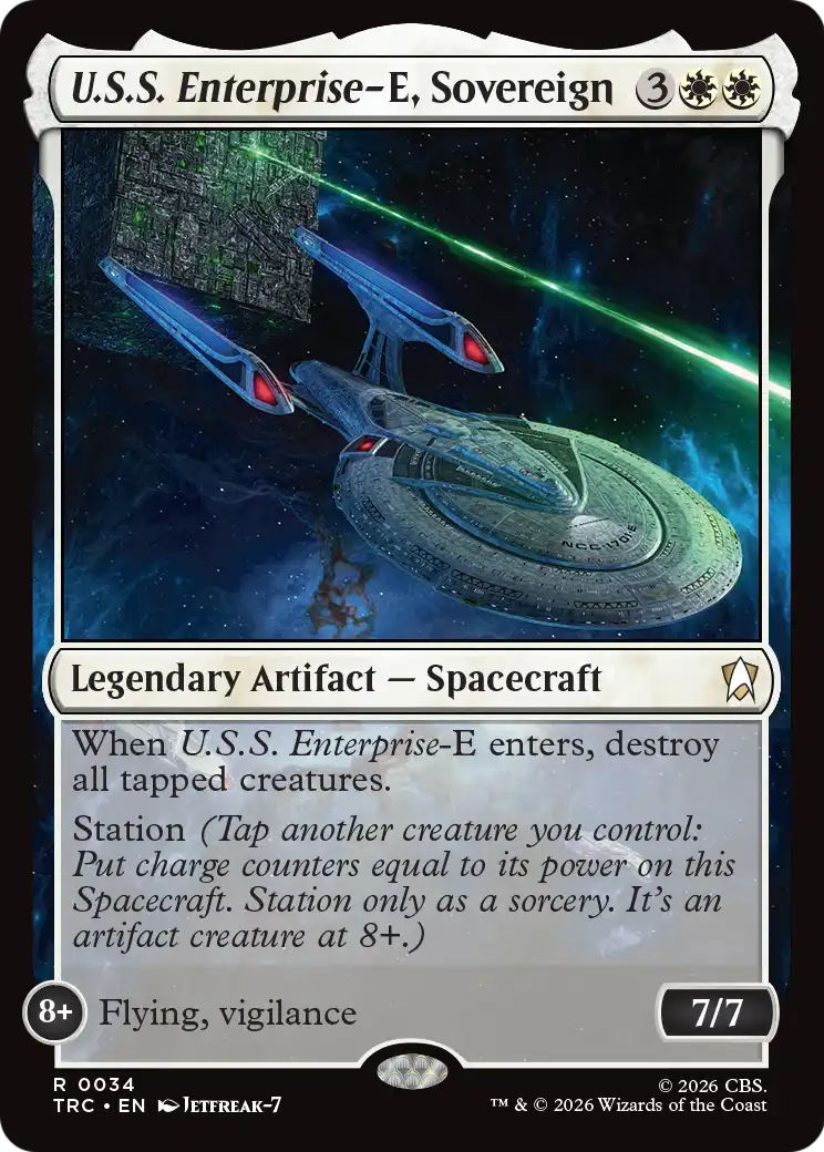 U.S.S. Enterprise-E, Sovereign (Surge Foil) [Star Trek Commander] | Cards and Coasters CA