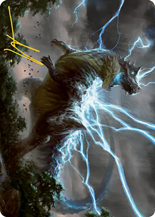 Thrasta, Tempest's Roar Art Card (41) (Gold-Stamped Signature) [Modern Horizons 2 Art Series] | Cards and Coasters CA