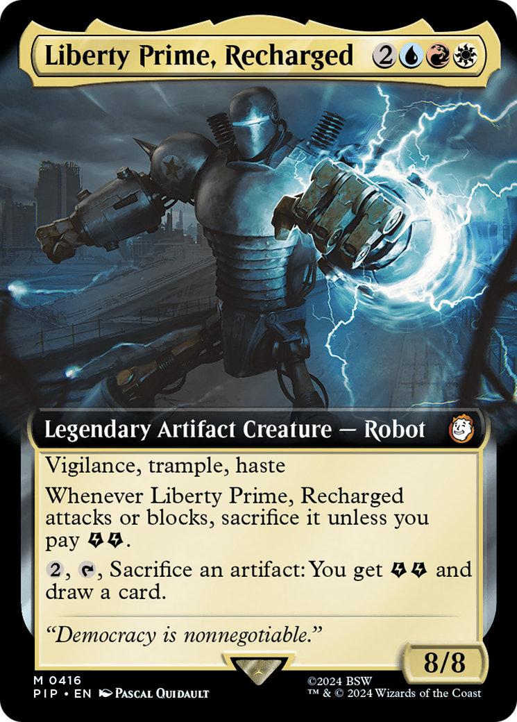 Liberty Prime, Recharged (Extended Art) [Fallout] | Cards and Coasters CA