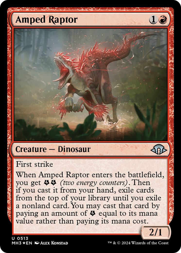 Amped Raptor (Ripple Foil) [Modern Horizons 3] | Cards and Coasters CA