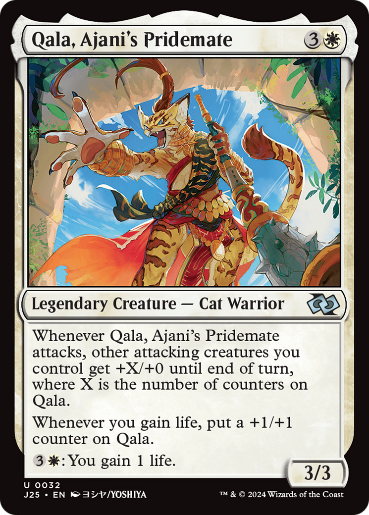 Qala, Ajani's Pridemate (Anime) [Foundations Jumpstart] | Cards and Coasters CA