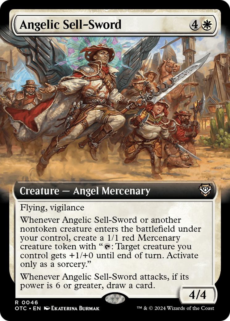 Angelic Sell-Sword (Extended Art) [Outlaws of Thunder Junction Commander] | Cards and Coasters CA