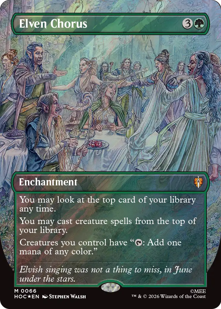 Elven Chorus (Borderless) (Surge Foil) [The Hobbit: Eternal-Legal] | Cards and Coasters CA