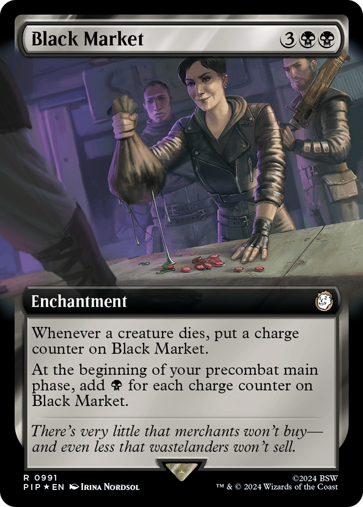 Black Market (Extended Art) (Surge Foil) [Fallout] | Cards and Coasters CA