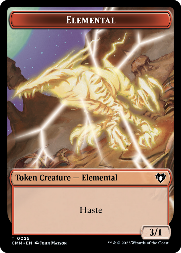 Human Soldier // Elemental (0025) Double-Sided Token [Commander Masters Tokens] | Cards and Coasters CA