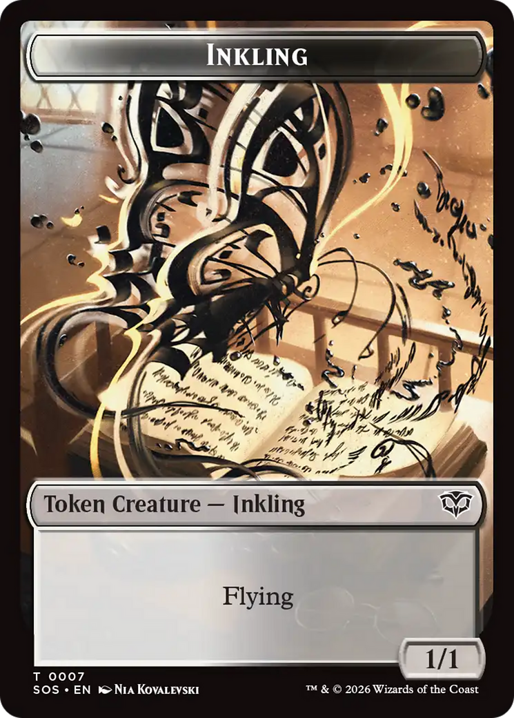 Inkling (0007) // Spirit (0011) Double-Sided Token [Secrets of Strixhaven Tokens] | Cards and Coasters CA