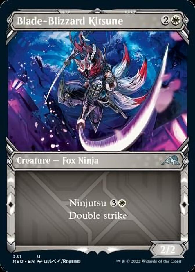 Blade-Blizzard Kitsune (Showcase Ninja) [Kamigawa: Neon Dynasty] | Cards and Coasters CA