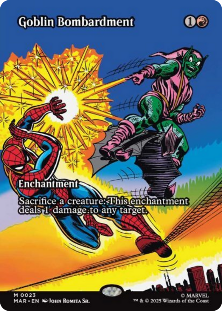 Goblin Bombardment (Borderless) [Marvel's Spider-Man: Eternal-Legal] | Cards and Coasters CA