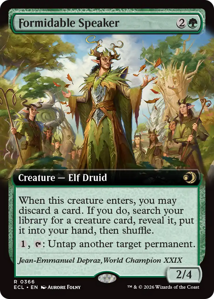 Formidable Speaker (Extended Art) [Lorwyn Eclipsed] | Cards and Coasters CA