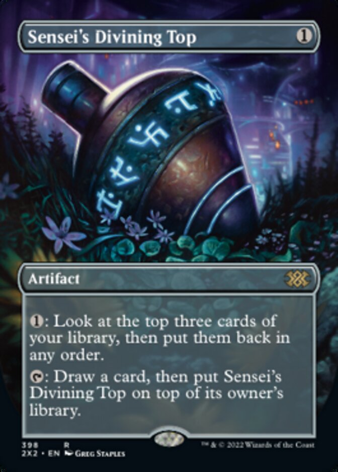 Sensei's Divining Top (Borderless Alternate Art) [Double Masters 2022] | Cards and Coasters CA