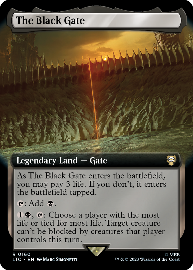 The Black Gate (Extended Art) [The Lord of the Rings: Tales of Middle-Earth Commander] | Cards and Coasters CA