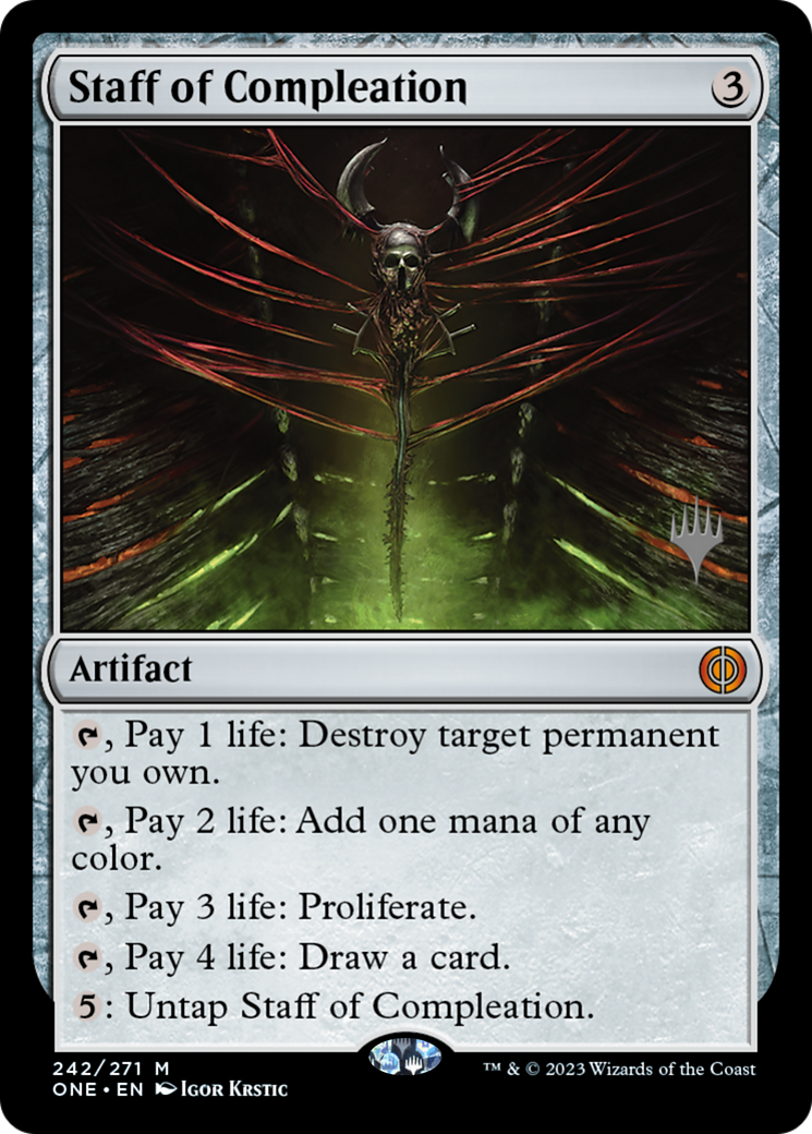 Staff of Compleation (Promo Pack) [Phyrexia: All Will Be One Promos] | Cards and Coasters CA
