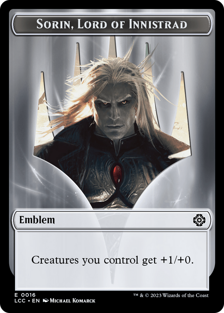 Emblem - Sorin, Lord of Innistrad // Vampire (0004) Double-Sided Token [The Lost Caverns of Ixalan Commander Tokens] | Cards and Coasters CA