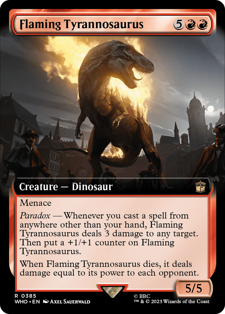 Flaming Tyrannosaurus (Extended Art) [Doctor Who] | Cards and Coasters CA