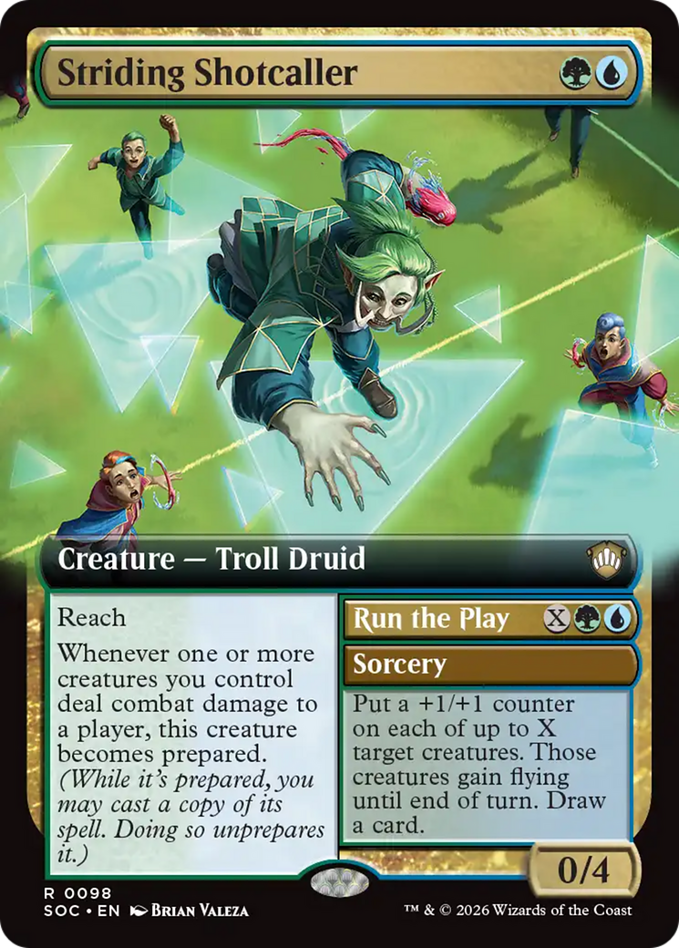 Striding Shotcaller (Extended Art) [Secrets of Strixhaven Commander] | Cards and Coasters CA