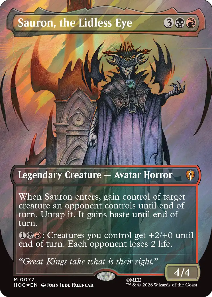 Sauron, the Lidless Eye (Borderless) (Surge Foil) [The Hobbit: Eternal-Legal] | Cards and Coasters CA