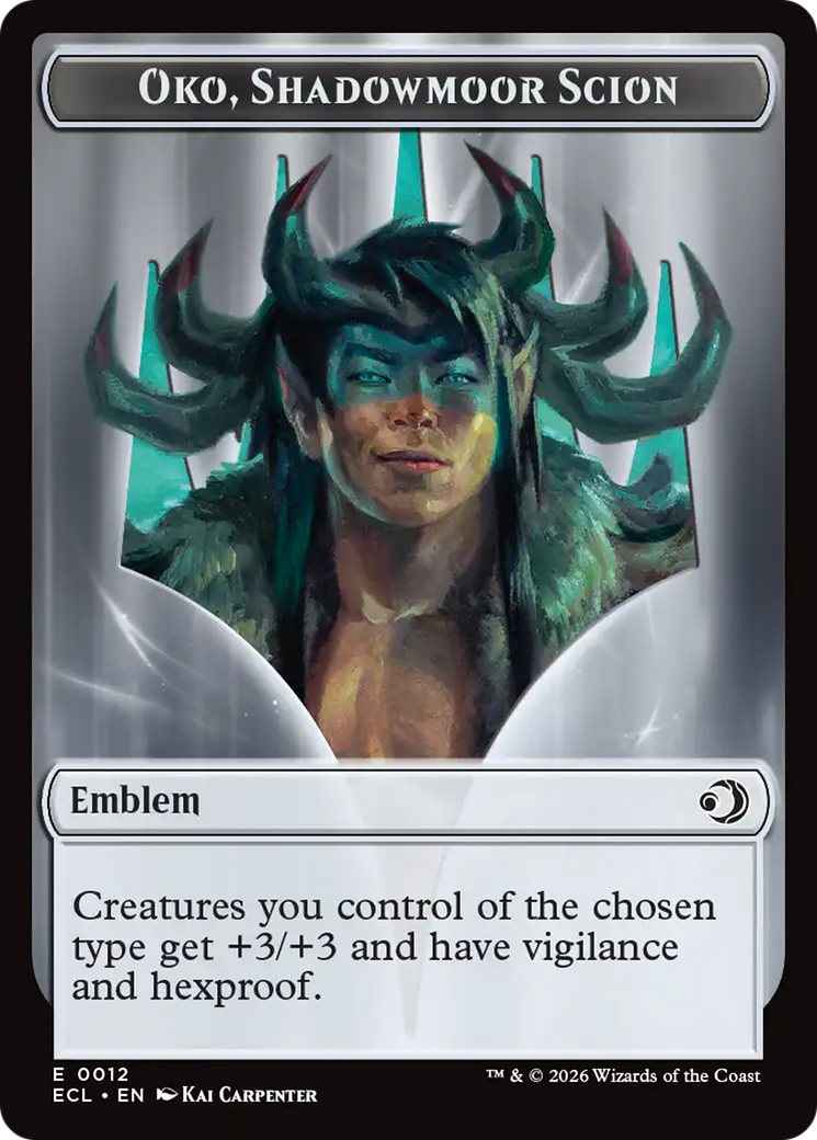 Elk // Emblem - Oko, Shadowmoor Scion Double-Sided Token [Lorwyn Eclipsed Tokens] | Cards and Coasters CA