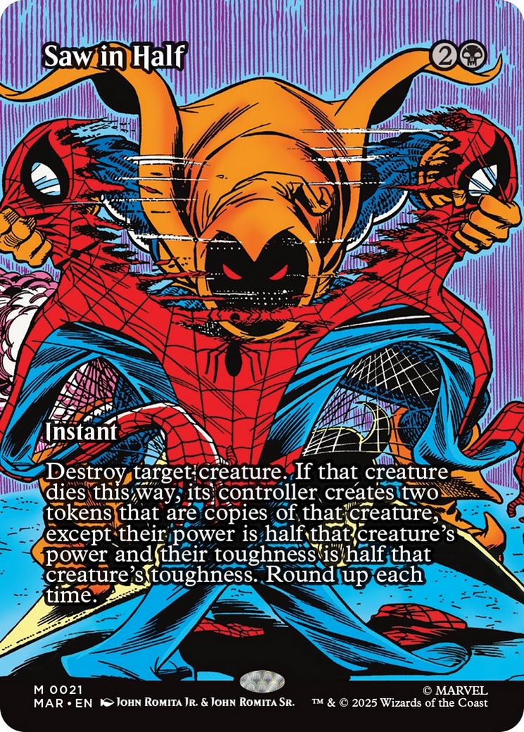 Saw in Half (Borderless) [Marvel's Spider-Man: Eternal-Legal] | Cards and Coasters CA