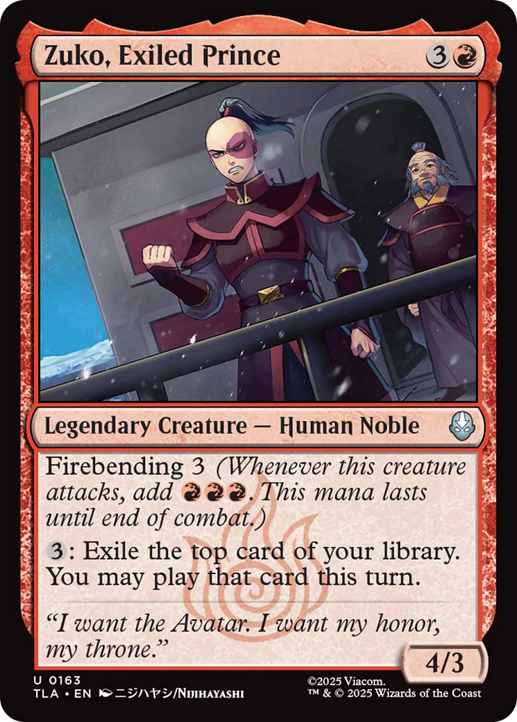 Zuko, Exiled Prince [Avatar: The Last Airbender] | Cards and Coasters CA