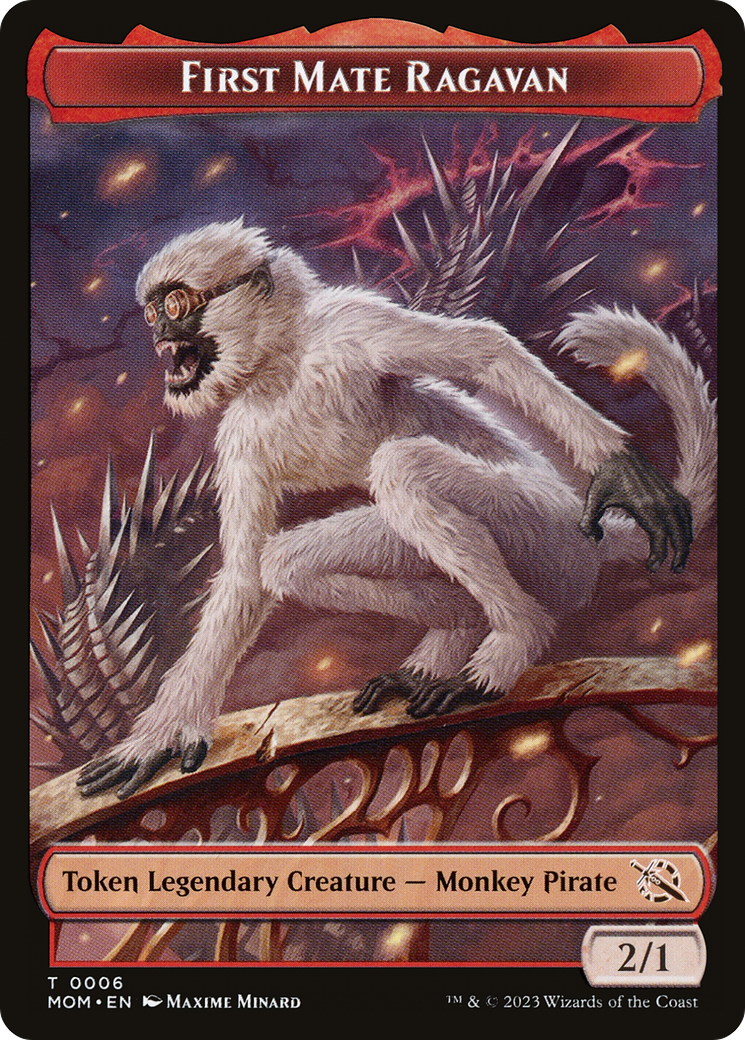 First Mate Ragavan // Teferi's Talent Emblem Double-Sided Token [March of the Machine Commander Tokens] | Cards and Coasters CA