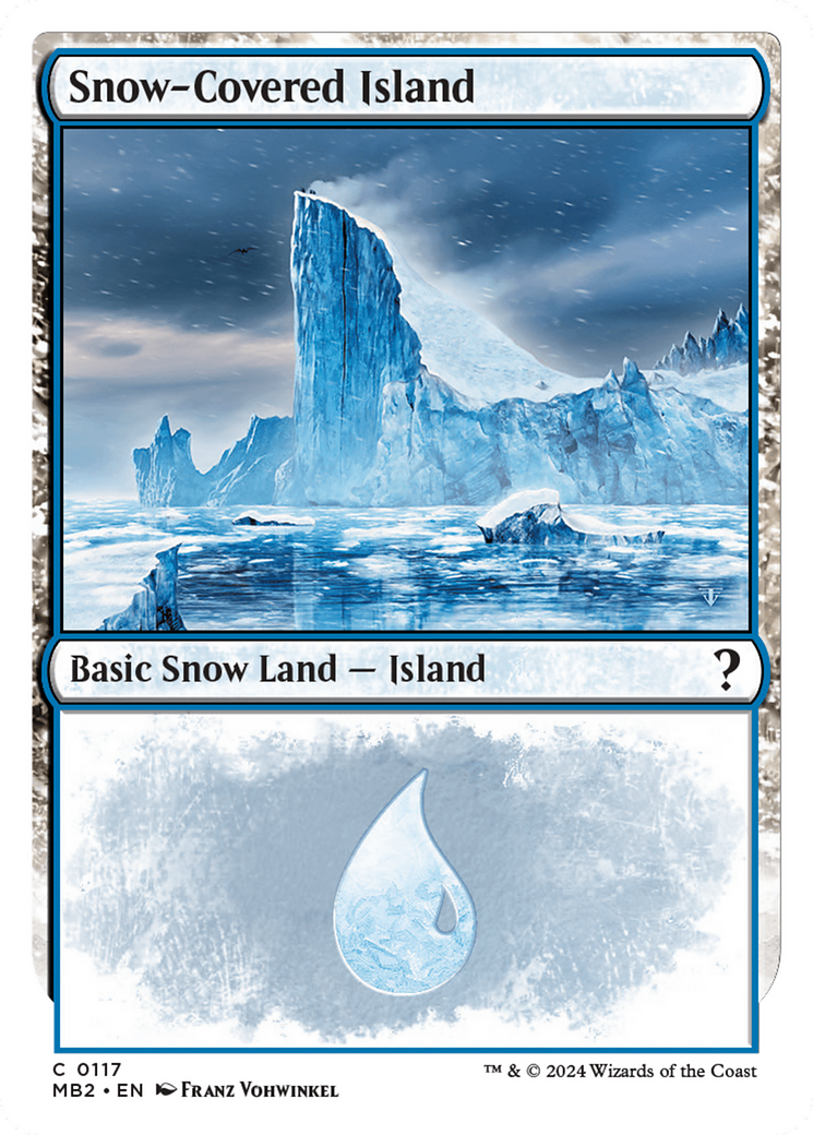 Snow-Covered Island (White Border) [Mystery Booster 2] | Cards and Coasters CA