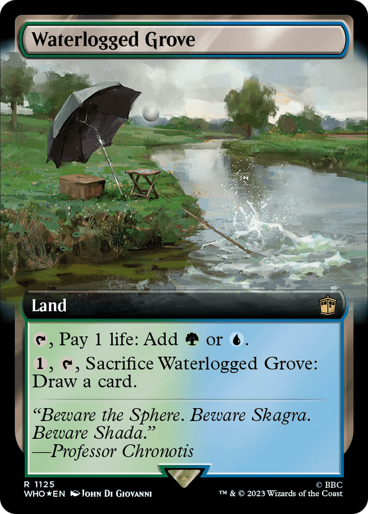 Waterlogged Grove (Extended Art) (Surge Foil) [Doctor Who] | Cards and Coasters CA