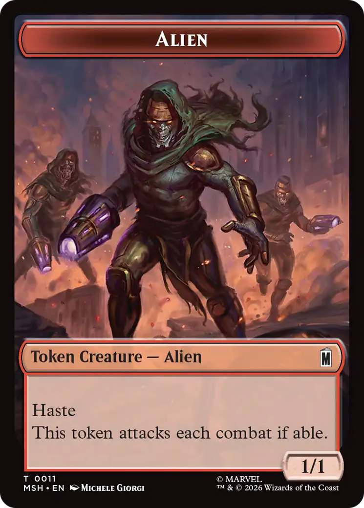 Wall // Alien Double-Sided Token [Marvel Super Heroes Tokens] | Cards and Coasters CA