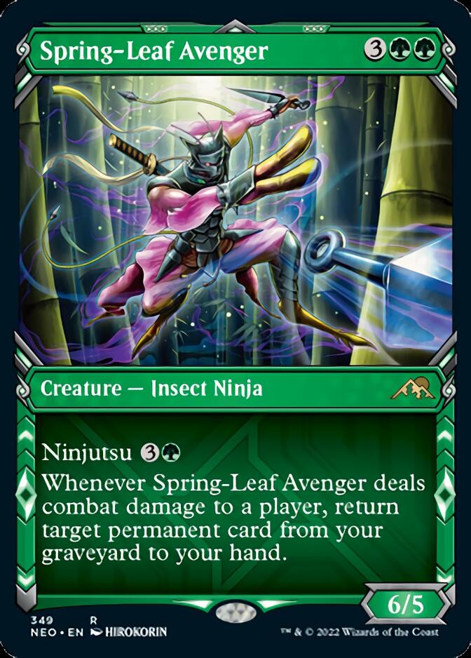 Spring-Leaf Avenger (Showcase Ninja) [Kamigawa: Neon Dynasty] | Cards and Coasters CA