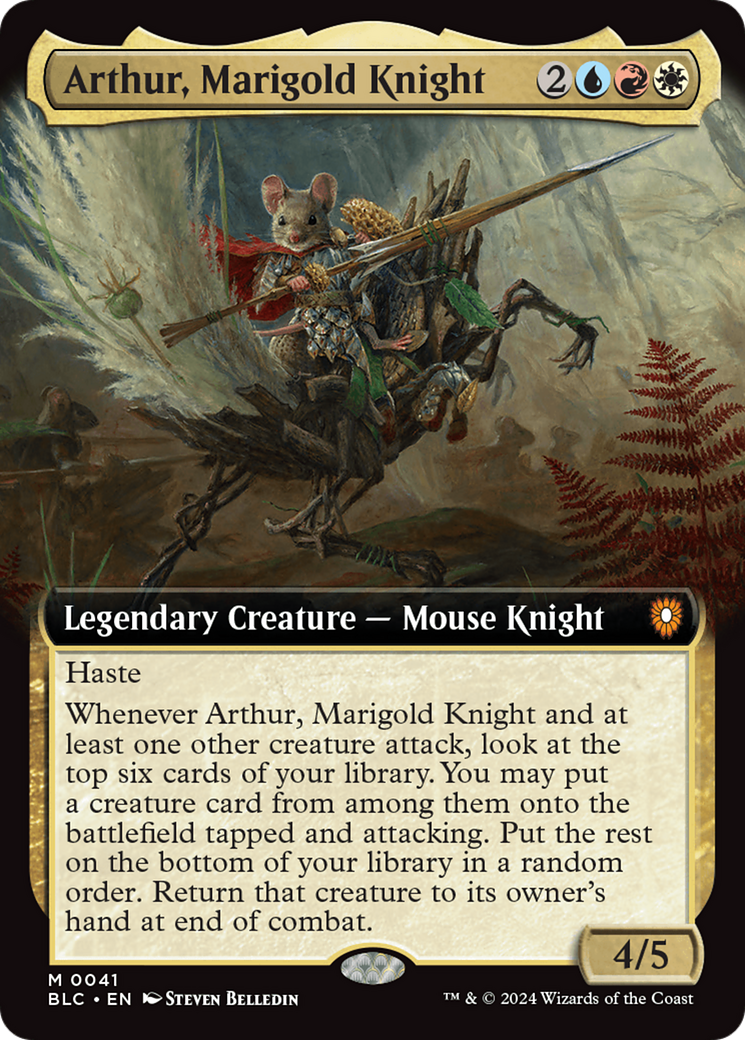 Arthur, Marigold Knight (Extended Art) [Bloomburrow Commander] | Cards and Coasters CA