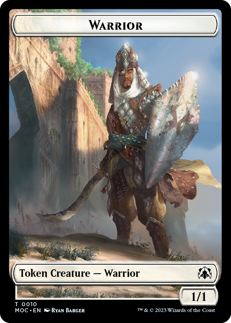 Warrior // Elspeth, Sun's Champion Emblem Double-Sided Token [March of the Machine Commander Tokens] | Cards and Coasters CA