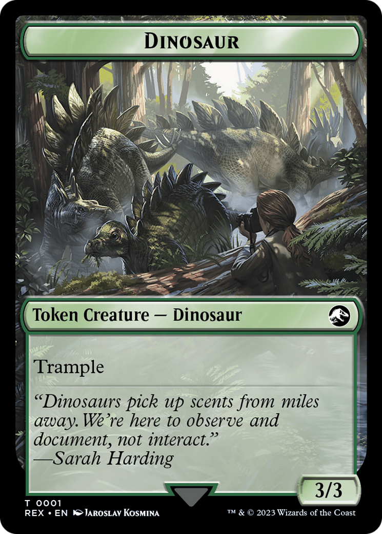 Copy // Dinosaur (0001) Double-Sided Token [The Lost Caverns of Ixalan Tokens] | Cards and Coasters CA