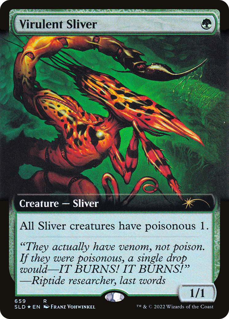 Virulent Sliver (Extended Art) (Step-and-Compleat Foil) [Secret Lair Drop Promos] | Cards and Coasters CA