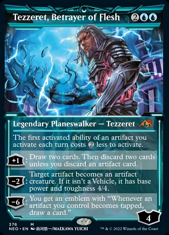 Tezzeret, Betrayer of Flesh (Showcase Soft Glow) [Kamigawa: Neon Dynasty] | Cards and Coasters CA