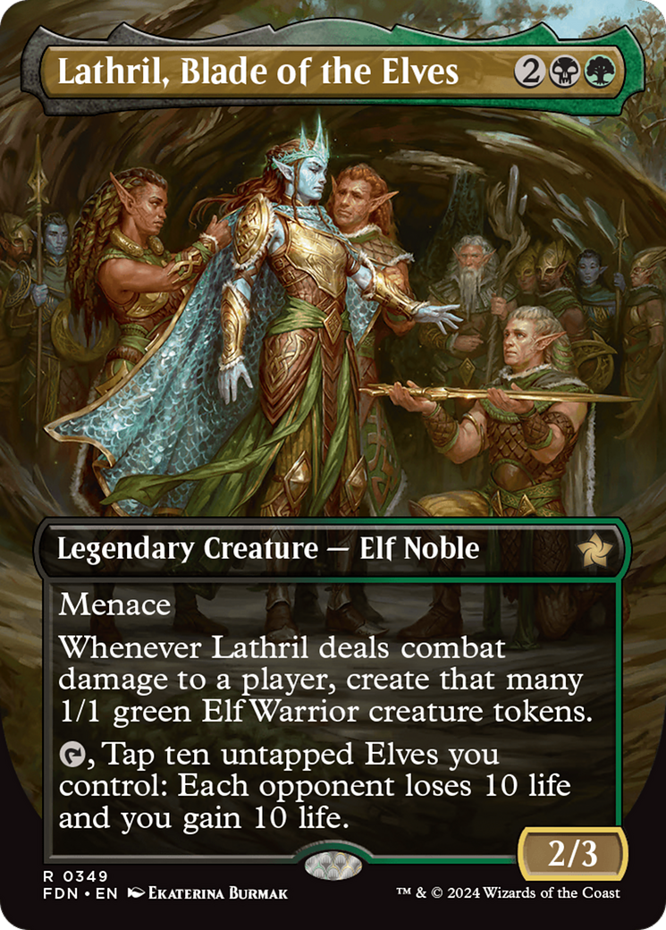 Lathril, Blade of the Elves (Borderless) [Foundations] | Cards and Coasters CA