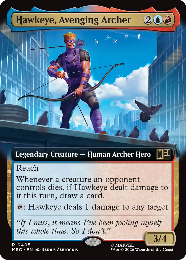 Hawkeye, Avenging Archer (Extended Art) [Marvel Super Heroes Commander] | Cards and Coasters CA