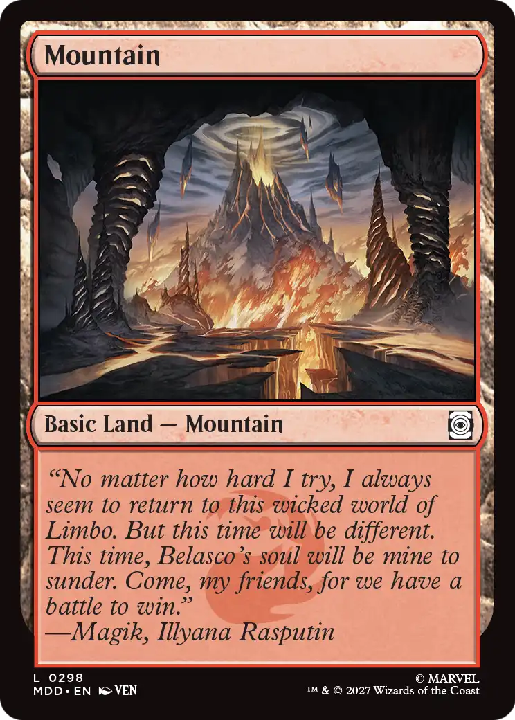 Mountain (0298) [Marvel: Darkhold Destiny] | Cards and Coasters CA