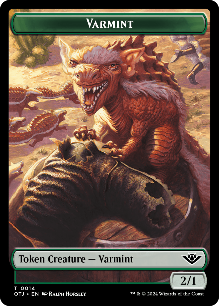 Mercenary // Varmint Double-Sided Token [Outlaws of Thunder Junction Tokens] | Cards and Coasters CA