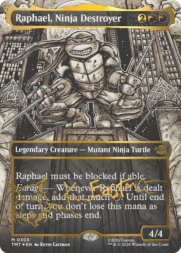 Raphael, Ninja Destroyer (Borderless) (Gold-Stamped Signature) [Teenage Mutant Ninja Turtles] | Cards and Coasters CA