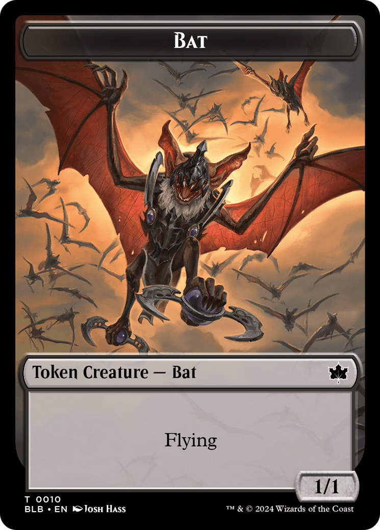 Bat // Warren Warleader Double-Sided Token [Bloomburrow Tokens] | Cards and Coasters CA