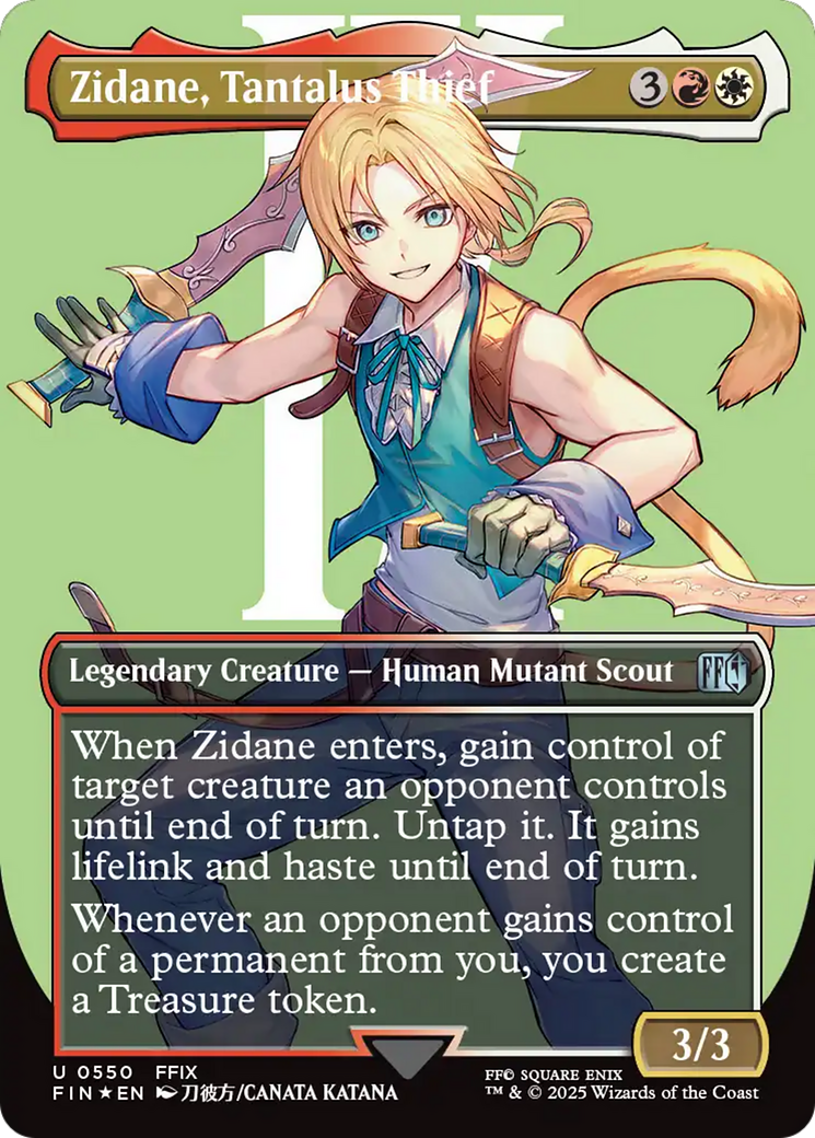 Zidane, Tantalus Thief (Borderless) (Surge Foil) [FINAL FANTASY] | Cards and Coasters CA