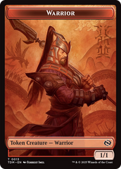 Dragon (0011) // Warrior Double-Sided Token [Tarkir: Dragonstorm Tokens] | Cards and Coasters CA