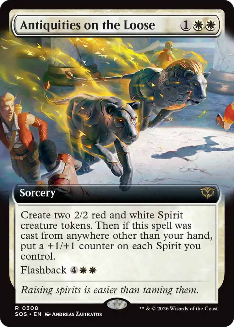Antiquities on the Loose (Extended Art) [Secrets of Strixhaven] | Cards and Coasters CA