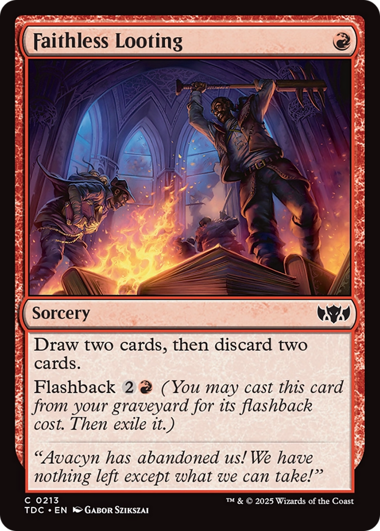 Faithless Looting [Tarkir: Dragonstorm Commander] | Cards and Coasters CA