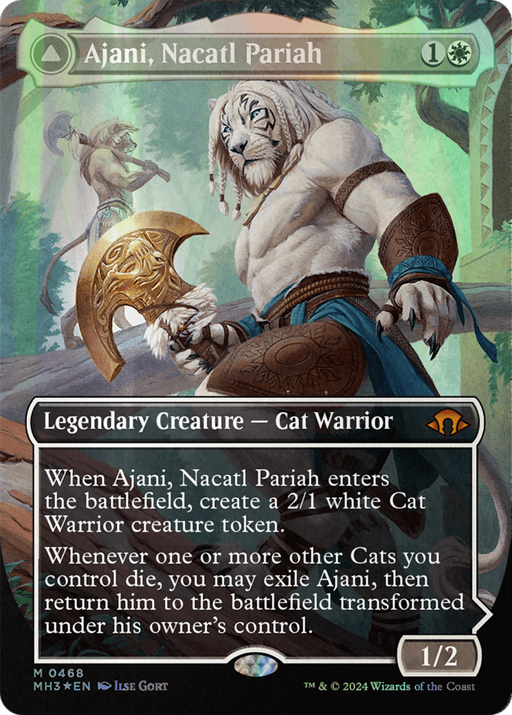 Ajani, Nacatl Pariah // Ajani, Nacatl Avenger (Borderless) (Textured Foil) [Modern Horizons 3] | Cards and Coasters CA