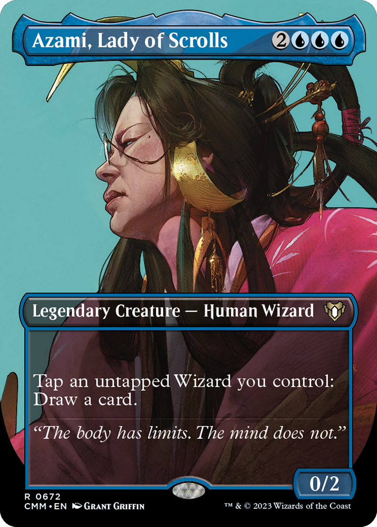 Azami, Lady of Scrolls (Borderless Profile) [Commander Masters] | Cards and Coasters CA