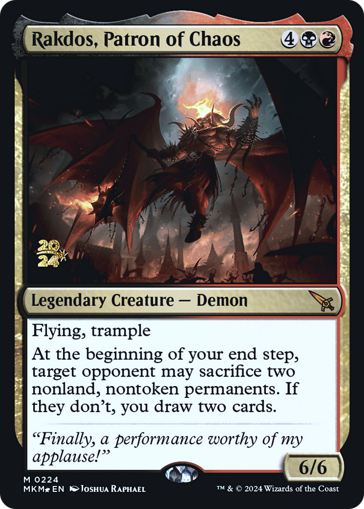 Rakdos, Patron of Chaos [Murders at Karlov Manor Prerelease Promos] | Cards and Coasters CA