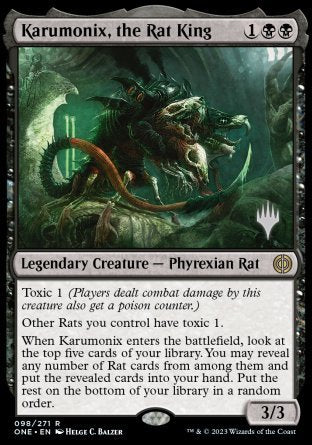 Karumonix, the Rat King (Promo Pack) [Phyrexia: All Will Be One Promos] | Cards and Coasters CA